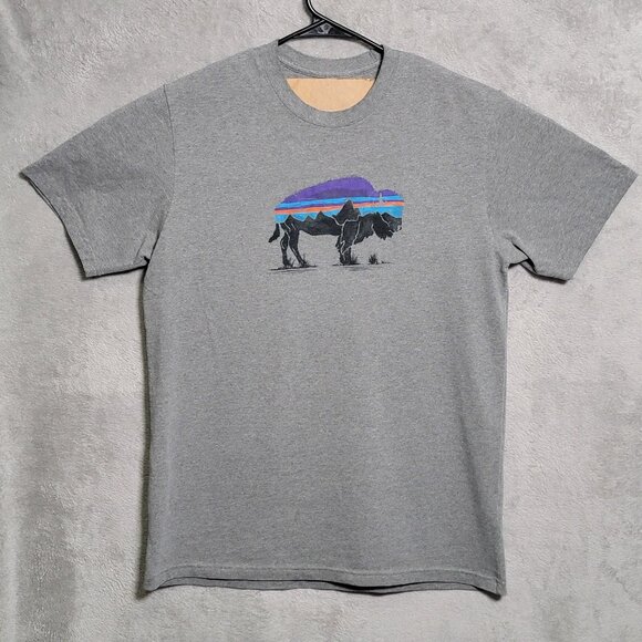 Patagonia Other - Patagonia T-Shirt Mens Large Gray Responsibili-Tee Bison Buffalo Mountain